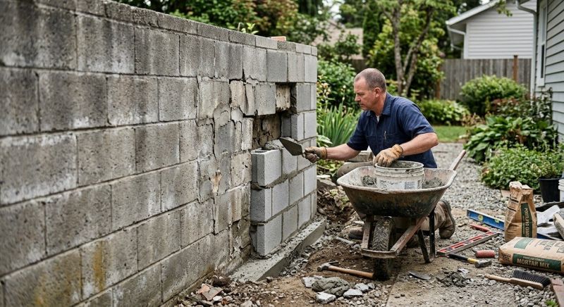 Cinder Block Wall Repair in Oklahoma City, OK