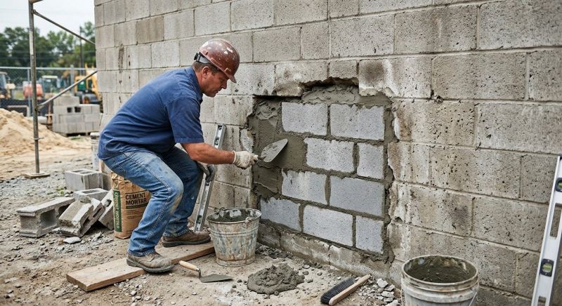 Cinder Block Wall Repair in Oklahoma City, OK