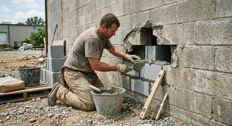Cinder Block Wall Repair in Newcastle, OK