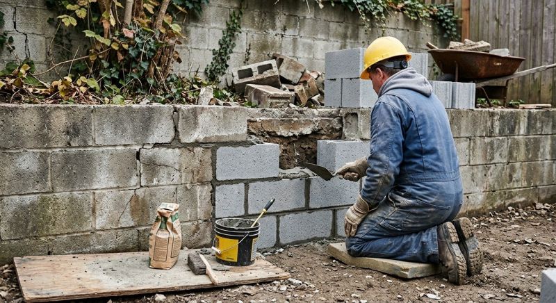 Cinder Block Wall Repair in Newcastle, OK