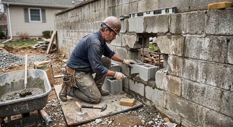 Concrete Block Wall Repair in Oklahoma City, OK