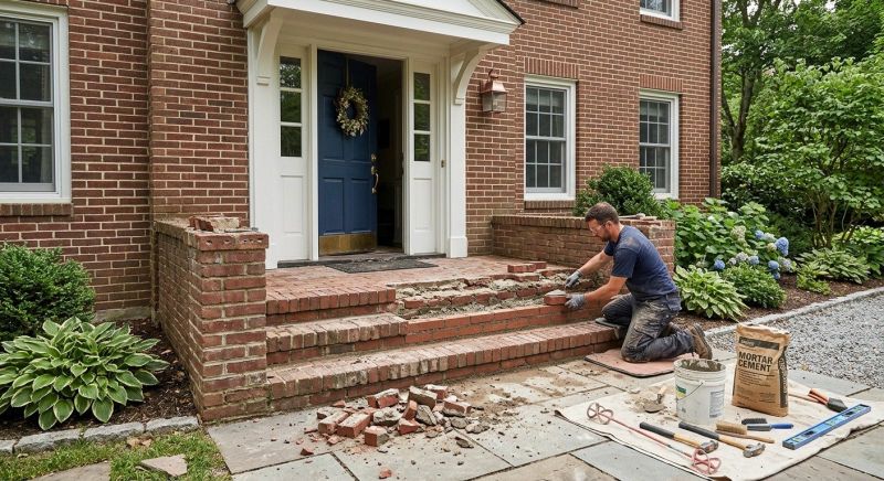 Entryway Brick Repair in Oklahoma City, OK